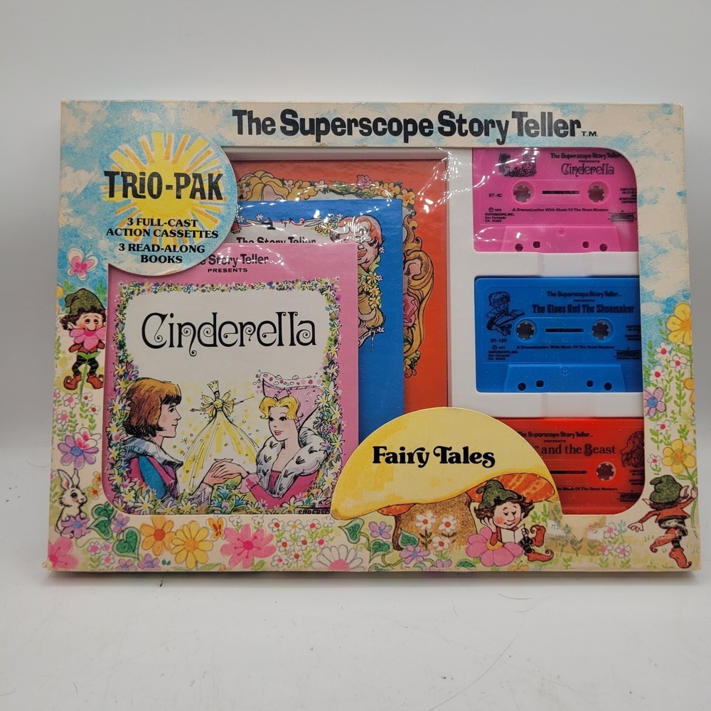 Vtg NIP Superscope Story‎ Teller Trio-Pack of 3 Cassettes and Books Fairy Tales